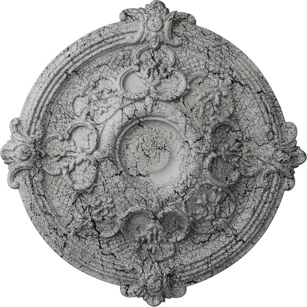 Ekena Millwork Hamilton Ceiling Medallion (Canopies up to 3 3/4"), 17 3/8"OD x 1 3/4"P, Ultra Pure White Crackle CM17HAUWC - main